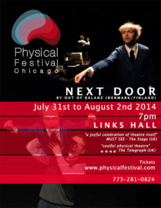 PLEASE CLICK ON IMAGE TO ENLARGE PICTURE: Next Door by Out of Balanz from Denmark/Finland will be presented in Chicago on July 31 to August 2, 2014.