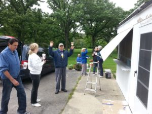 The Danish organizations teamed up to paint at Vasa Park in South Elgin, Illinois on May 31, 2015. (Photo courtesy of Lars Rasmussen)