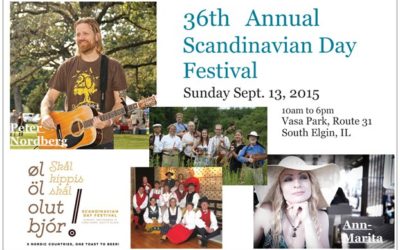 Entertainment schedule posted for Sunday, September 13, 2015 Scandinavian Day Festival at Vasa Park, South Elgin, Illinois