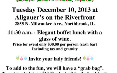 Dania Ladies Society of Illinois schedules Annual Christmas Luncheon on Tuesday, December 10, 2013 at Allgauer's in Northbrook, IL