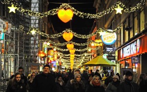 The walking street Strøget in Copenhagen is decorated for the holidays. (Photos by Hasse Ferrold, The Danish Pioneer's Staff Photographer)