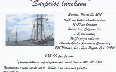 San Francisco Rebild Chapter plans ‘Surprise Luncheon’ on March 15, 2015 at Aldersly