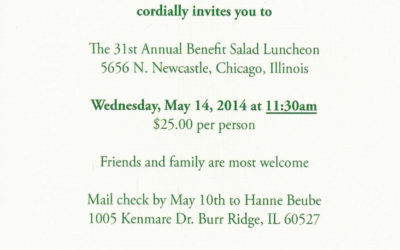 Women’s Auxiliary’s Popular Benefit Salad Luncheon planned for Wednesday, May 14, 2014 at The Danish Home in Chicago