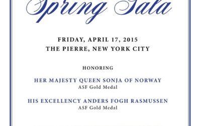 Queen Sonja of Norway and Anders Fogh Rasmussen of Denmark to receive ASF Gold Medals on April 17, 2015 in NY